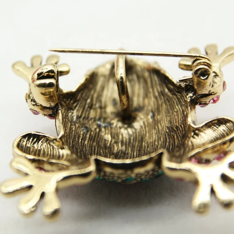 Rhinestone Frog Brooches for Women Vintage Fashion Animal Brooch Pin Cute Vivid Carton Style Jewelry