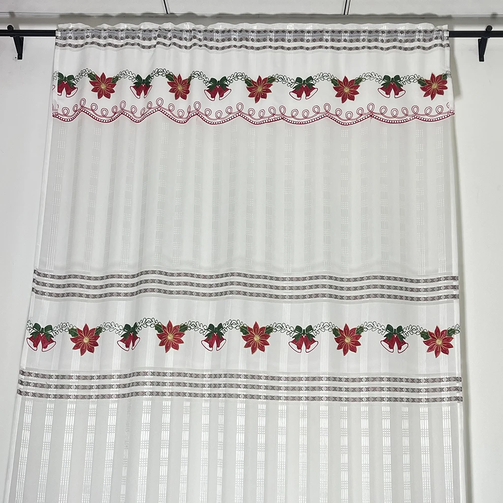 Christmas Sheer Embroidery Curtains 100% Polyester Screen-Like  Privacy-Protecting Curtain Fabric