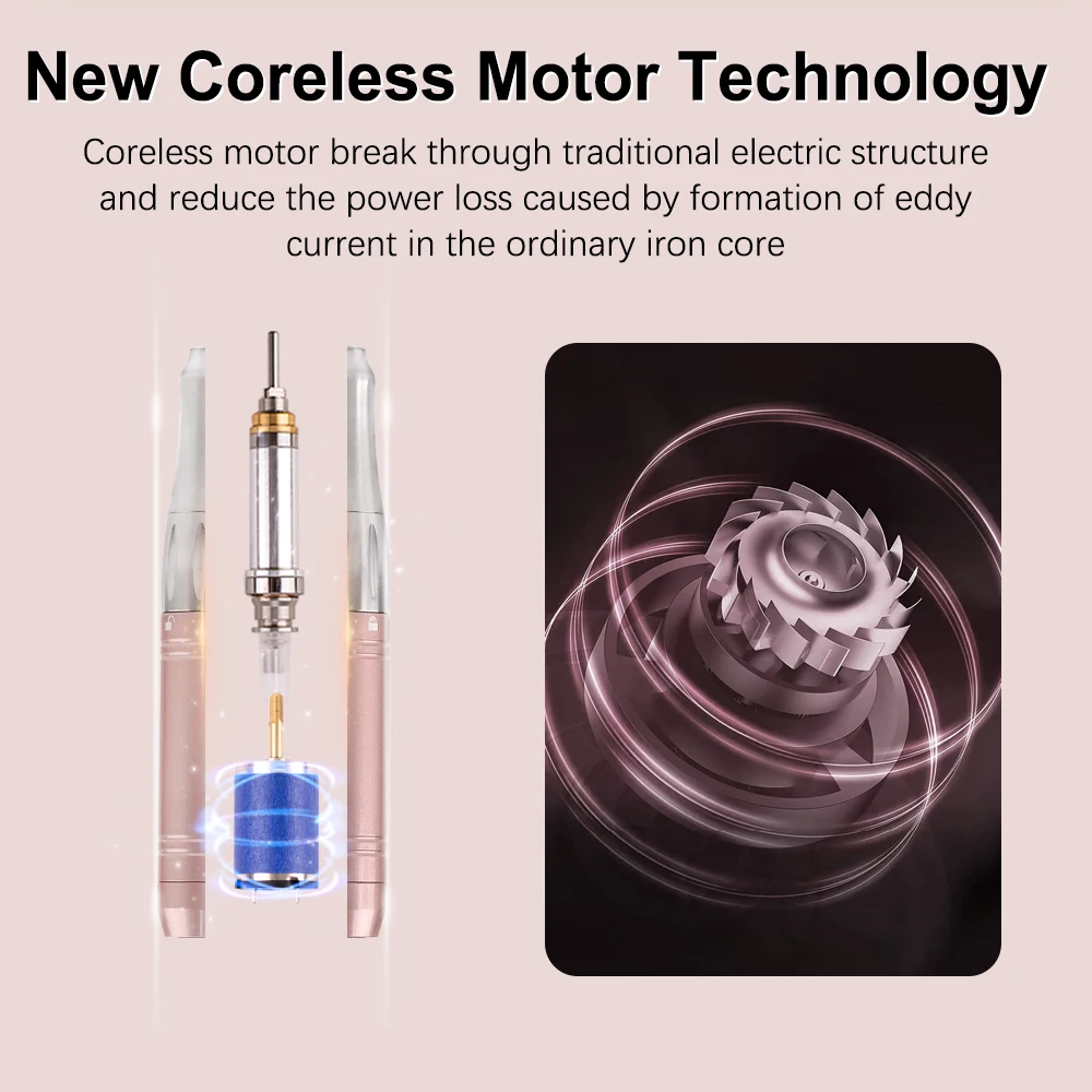 New Aluminum Shell Manicure 65W Coreless Professional 35000RPM Cordless Portable Nail Drill Machine Nail Art Manicure Machine