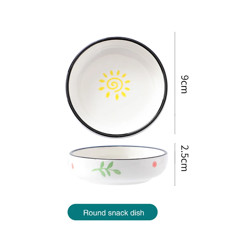 Wholesale Northern European Round Square Ceramic Fruit Snack Plate Fruit Salad Bowl Fresh Ceramic Snack Dish Tableware