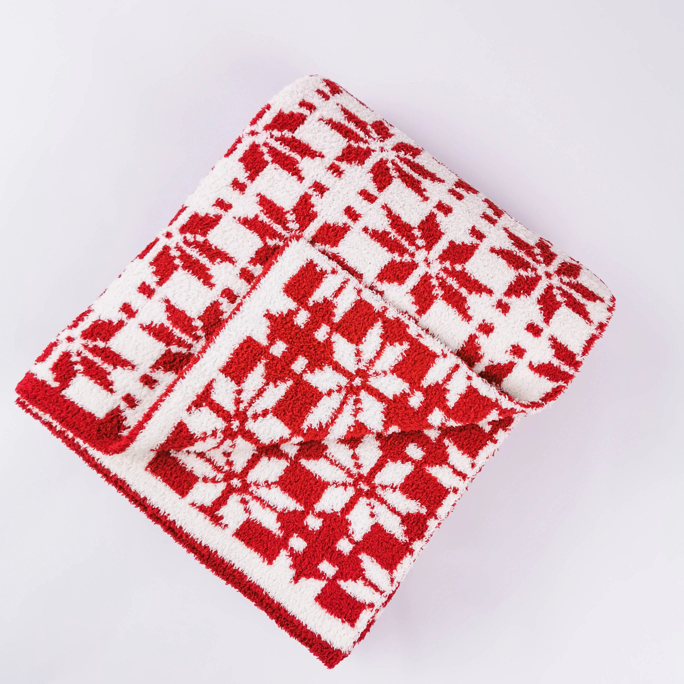 New design low MOQ soft touch 100%polyester Christmas knit throw blanket for home decor