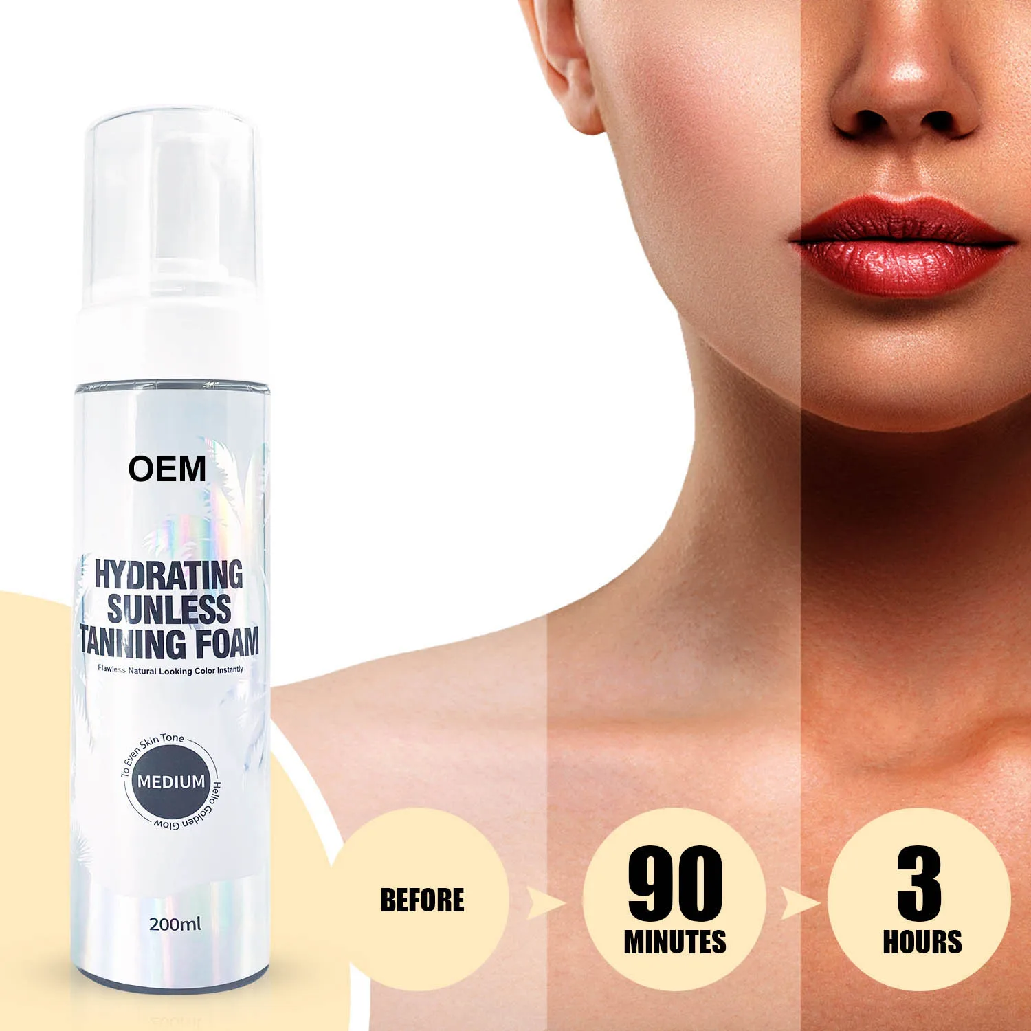 Tan Sunless Foam Accelerator Ultra Dark Custom Logo Body Bronze Self Tanning Mousse with Gloves