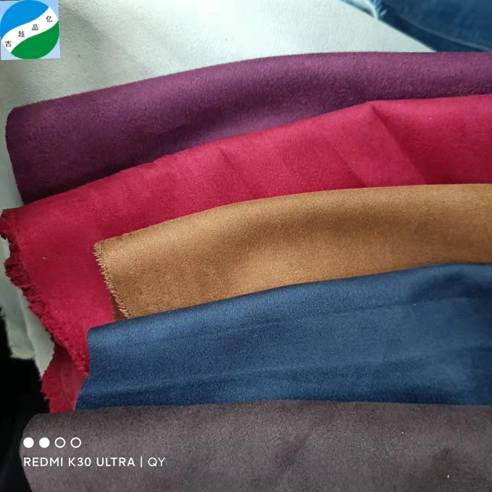 tecido suede amassado textile knitted stock lot scuba suede plain dyed fabric for garments