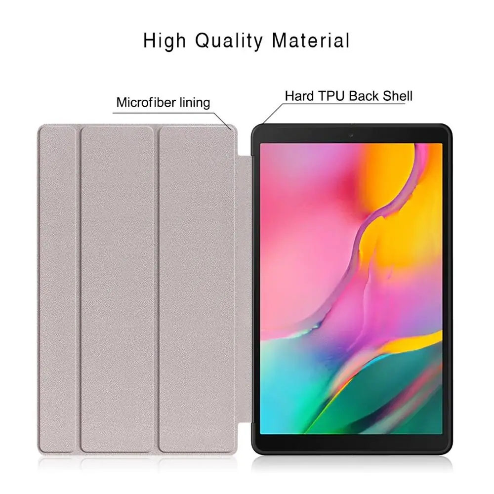 
cover case For samsung Galaxy TAB A 10.1 2019 version SM-T510 T515 TPU soft shell Tri-fold bracket flip tablet 