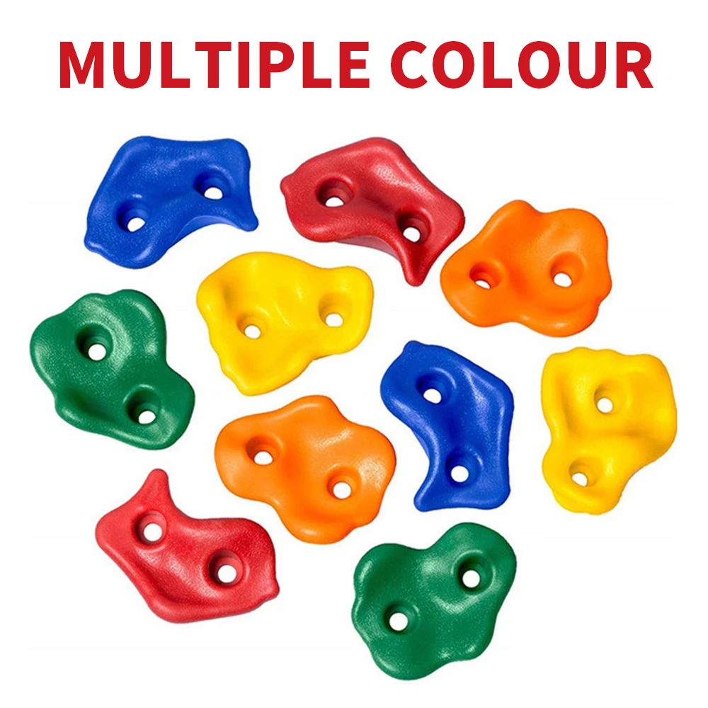 10pcs/set Rock Wall Climbing Holds For Kids Indoor And Outdoor Playground Play Set Slide Accessories With Mounting Hardware