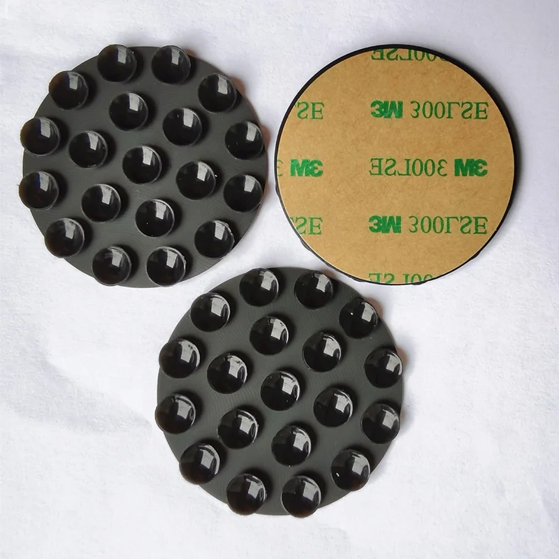 Round powerful single sided suction Silicone suction cup Vacuum Glass Suction cup Mat with back adhesive