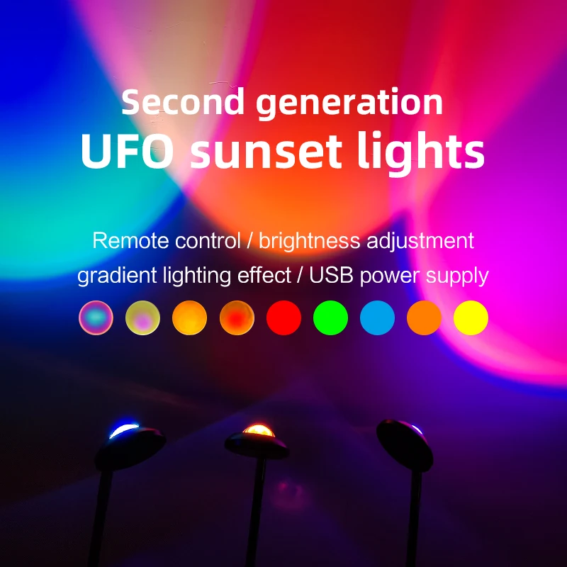  Настольная лампа RGB с проекцией заката Радужный ночник Usb напольный проектор для