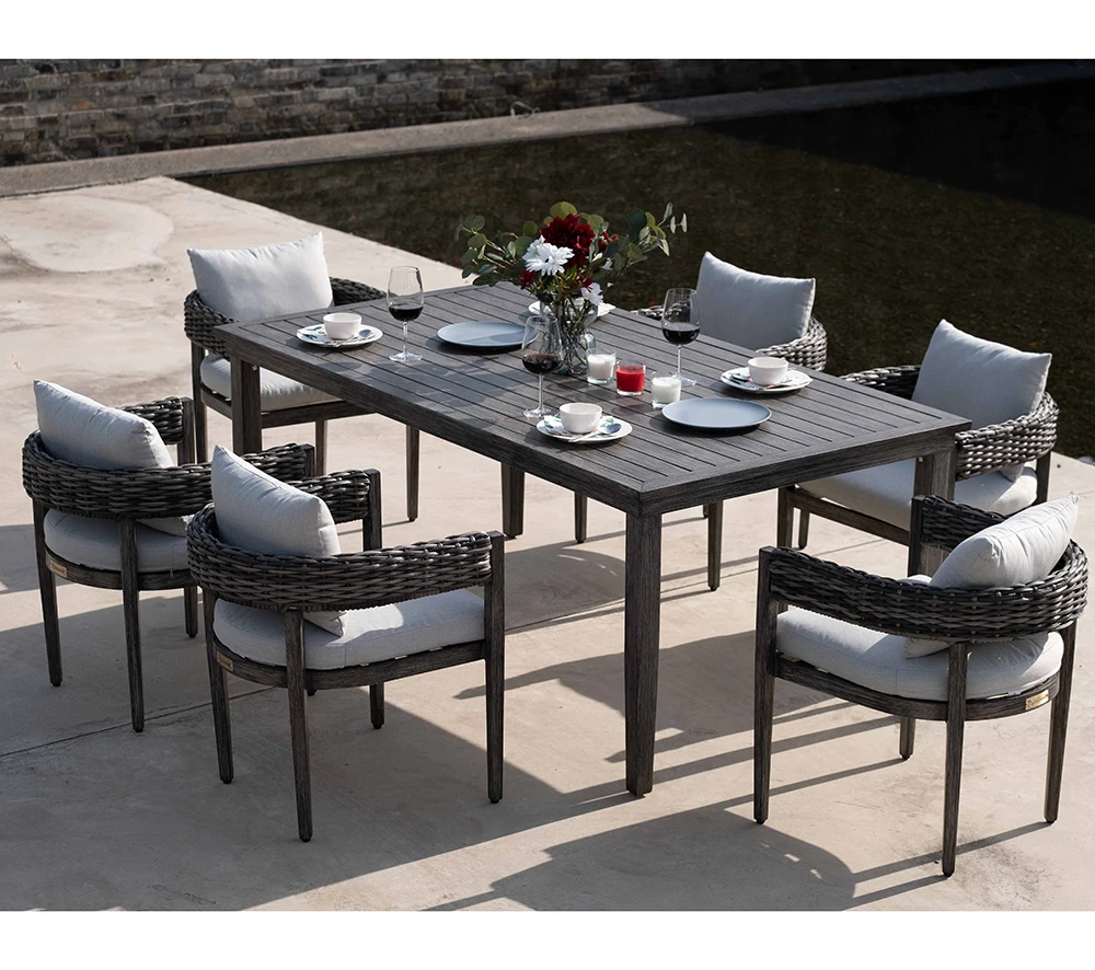Sherman popular outdoor furniture 7 piece rattan outdoor dining furniture set