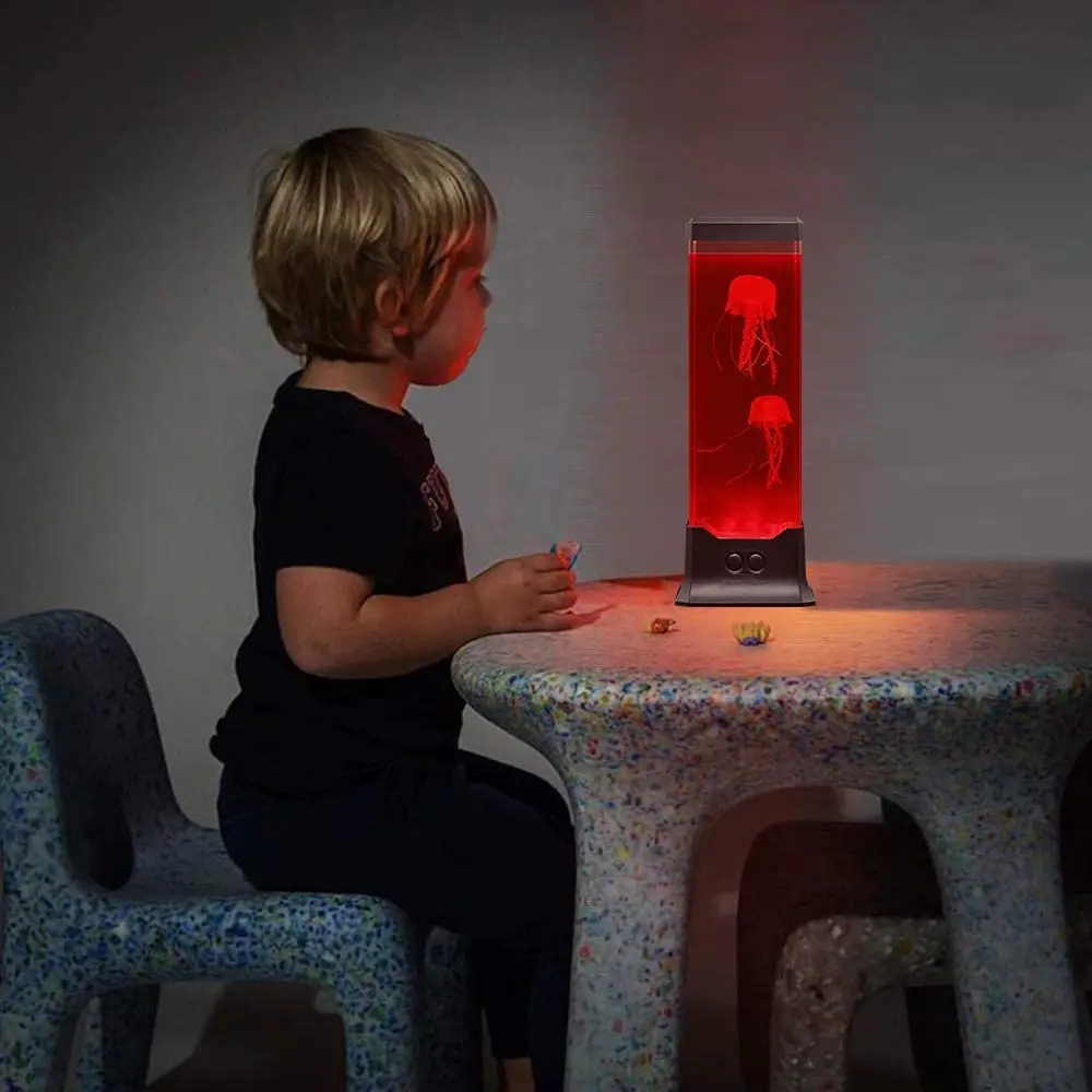 Mini Jellyfish Aquarium Lamp Electric Jellyfish Tank Table Lamp with Color Changing Light Men Women Home Deco Room