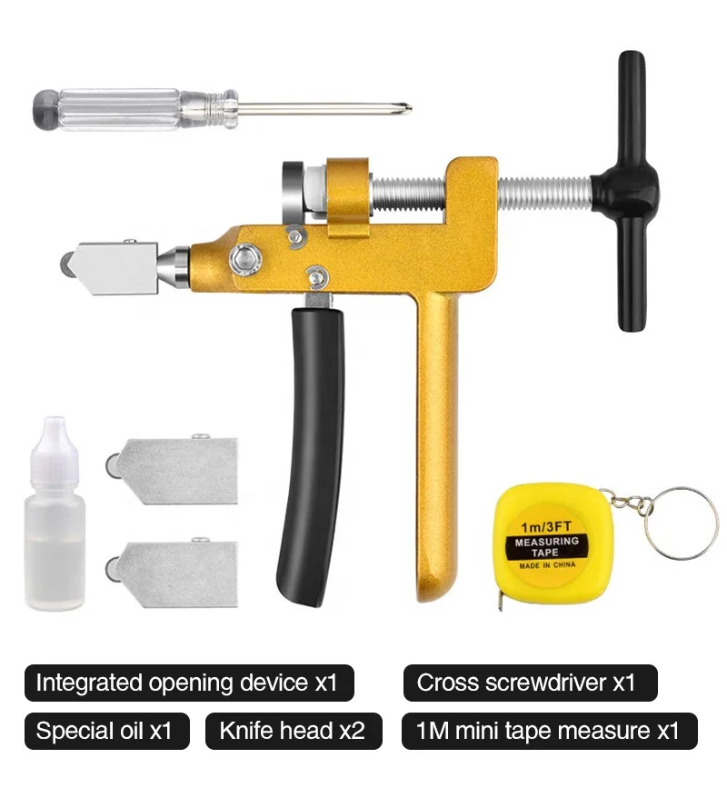CHEVALIEROUS 3 in 1 Multifunction Glass Tile Cutter Tool Kit, Mirror Cutting Kit, Glass Running Pliers