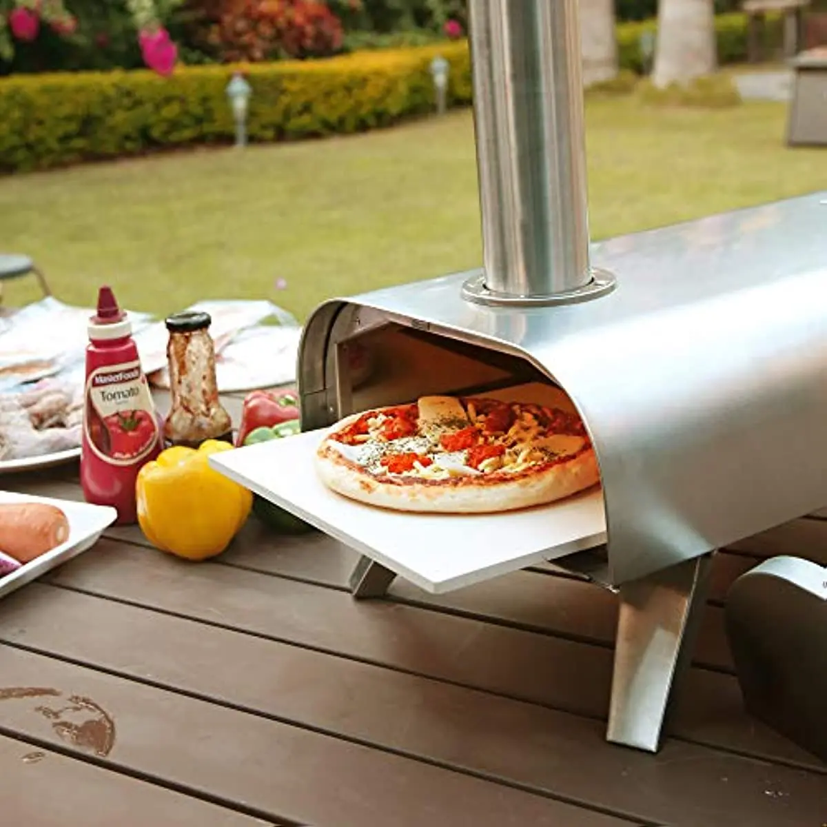 OUTDOORS Pizza Ovens Countertop Pellet BBQ Grill Wood Fired Pizza Maker Portable Stainless Steel Pizza Grill