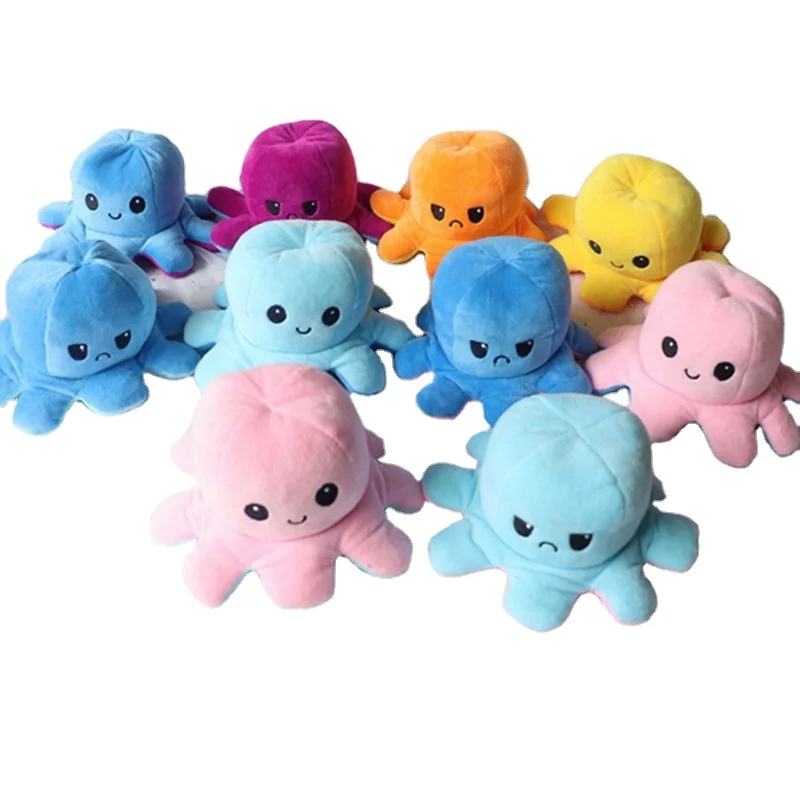 Low MOQ Stuffed Animals Toys  Cute Octopus  Plush Toy Double Side Flip Reversible Octopus Plush for Kid Gift