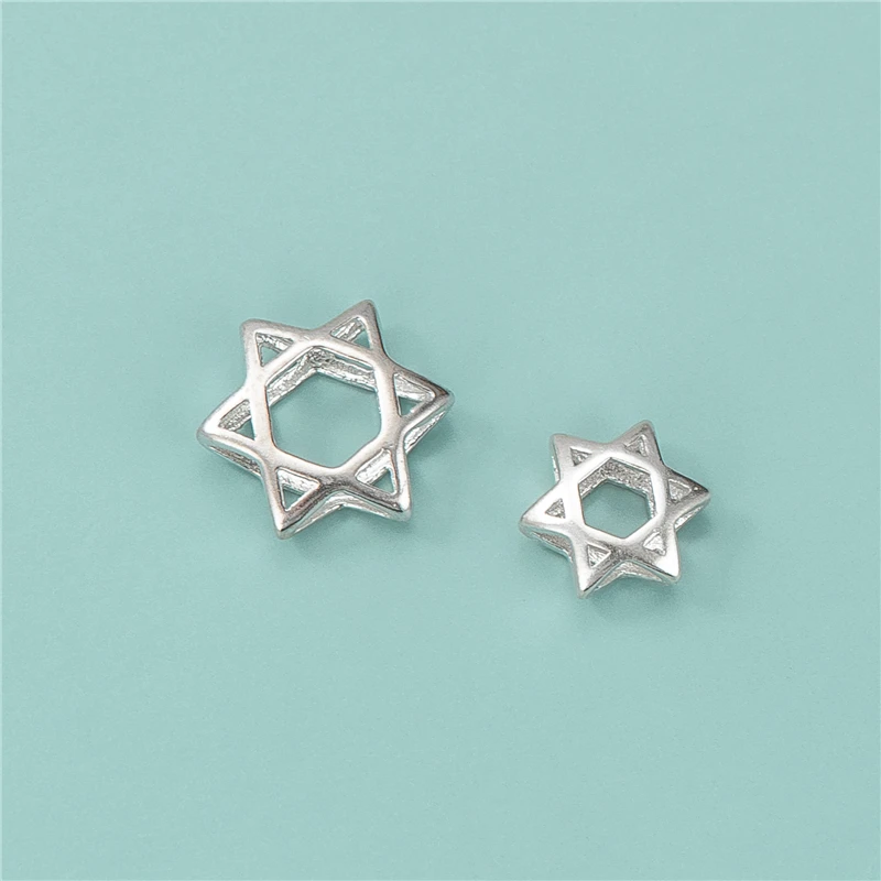 Hot sales 925 sterling silver six pointed star hollowed david hexagrams connector for bracelets fine jewelry pendants & charms