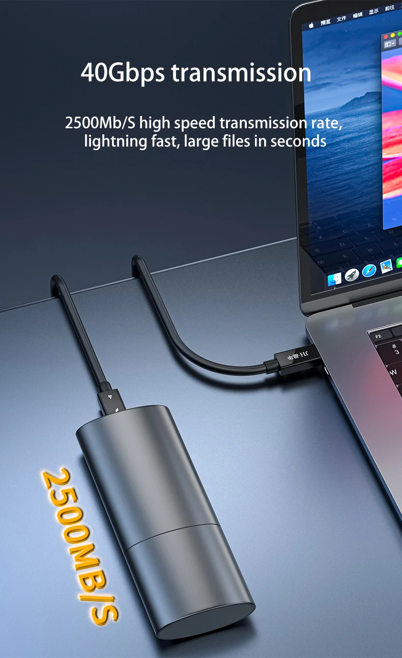 Кабель для передачи данных Thunderbolt 4 USB 0 Тип C PD 240 Вт быстрая зарядка 40 Гбит/с 8K @ 60 Гц кабель Macbook ноутбука мобильного телефона
