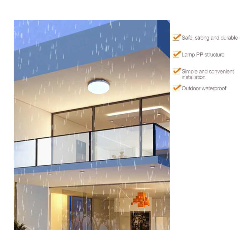 Moisture-proof Led Bulkhead Light Round Surface Mounted Ceiling Light IP65 Waterproof Bulkhead Lamp