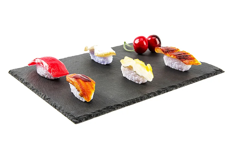 30x20cm Rectangle Natural Rock Stone Serving Sushi Steak Restaurant Dinner Dishes Plate Black Tray Slate Cheese Board