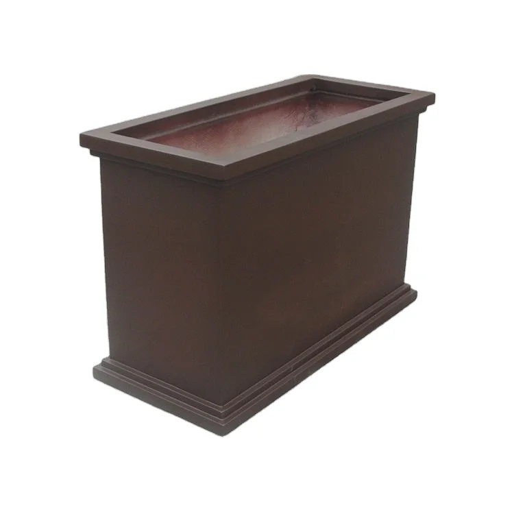 Customized large outdoor garden decoration fiberglass planting box coffee colored vertical fiberglass planter