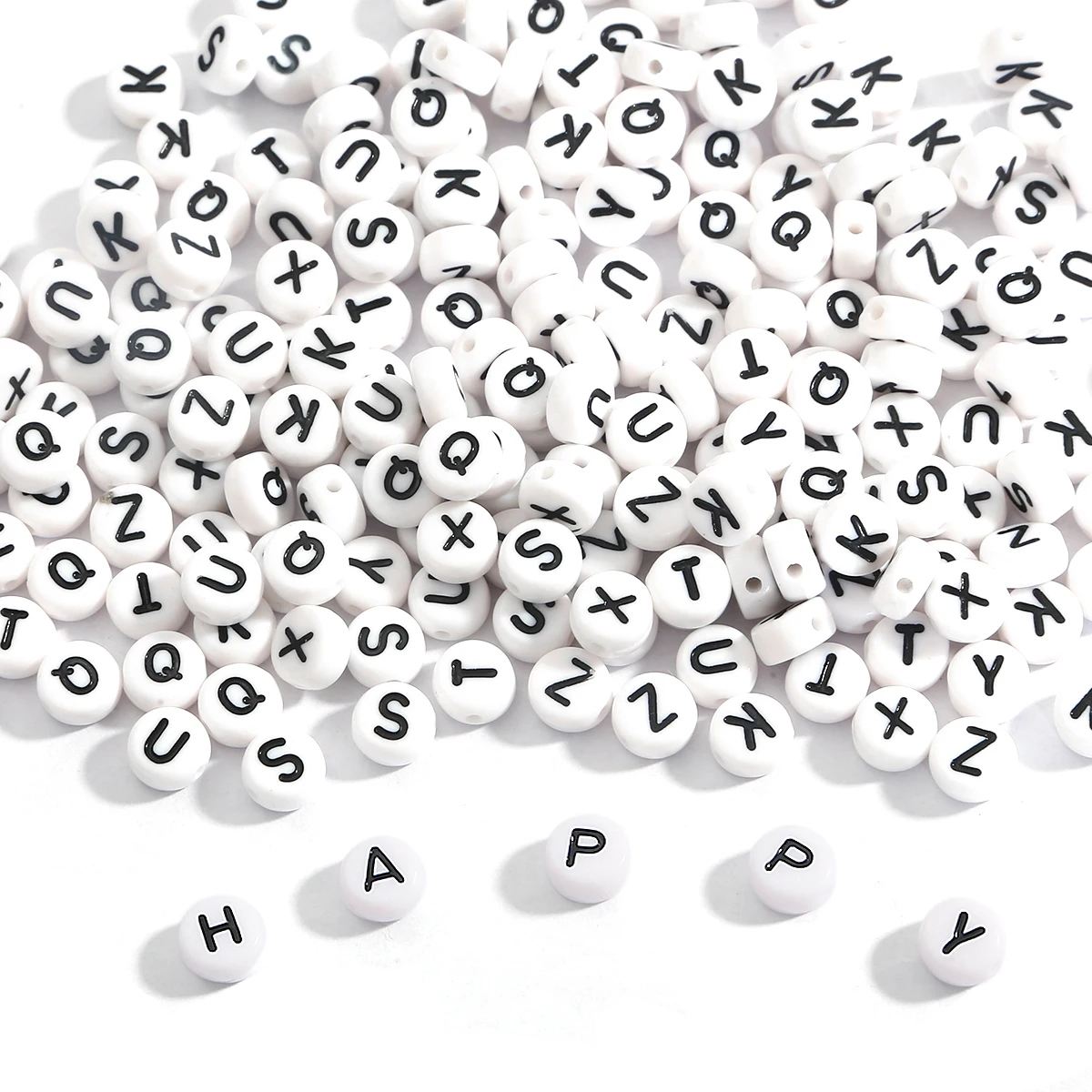 50PCS/bag  plastic acrylic english letter beads 4*7mm flat round shape A to Z 26 alphabet beads for DIY jewelry making