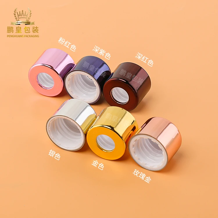 Wholesale bright gold aluminum rubber head dropper 20mm bright silver glass essential oil bottle dropper cap