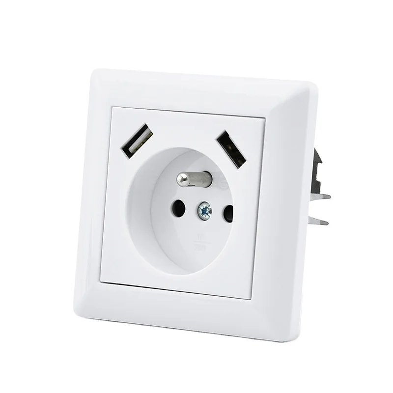 LEISHEN SP-9633F  French style FLUSH-MOUNTENED Wall SOCKET and Schuko Socket with Dual USB 3.4A