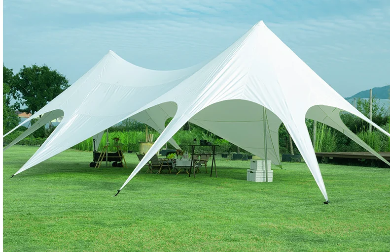 Outdoor Large Waterproof Spire Canopy Camping Camp Sunshade Beach Tent Hexagonal Star Shaped Tent