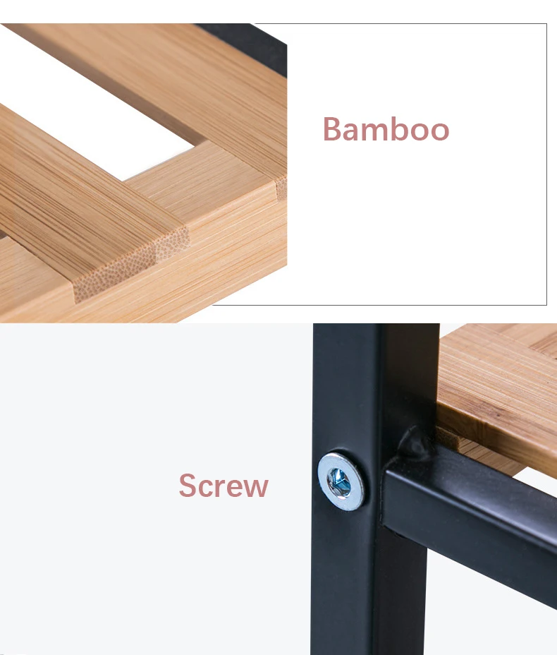 BAMBKIN Free Standing Natural 5-tier Plant Cloth Laundry  Bamboo Shelf Organizer