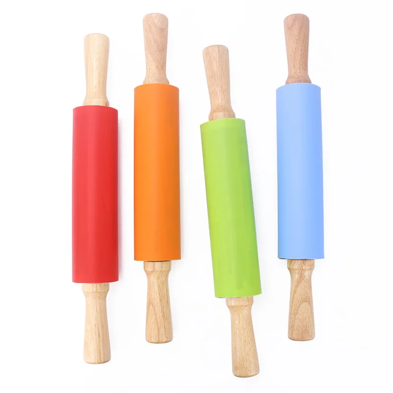 Small Size Durable Pp Handle Pastry Rolling Pin with Wooden Handle Nonstick Silicone Mini Rolling Pin For Kids