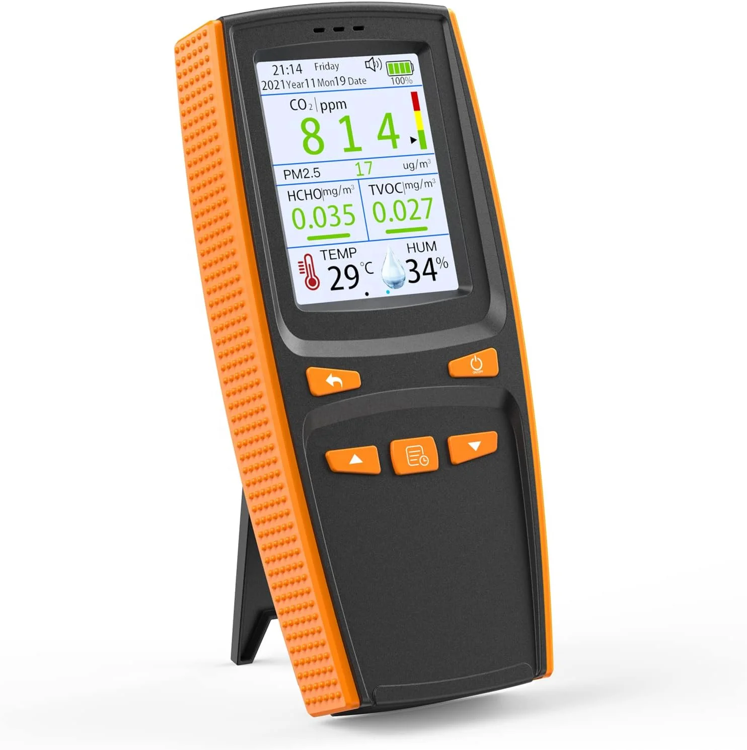 10 in 1 Air Quality Monitor 2000mAh Rechargeable PM2.5 PM1.0 PM10 HCHO TVOC CO2 Gas Detector Handheld Air Quality Detector