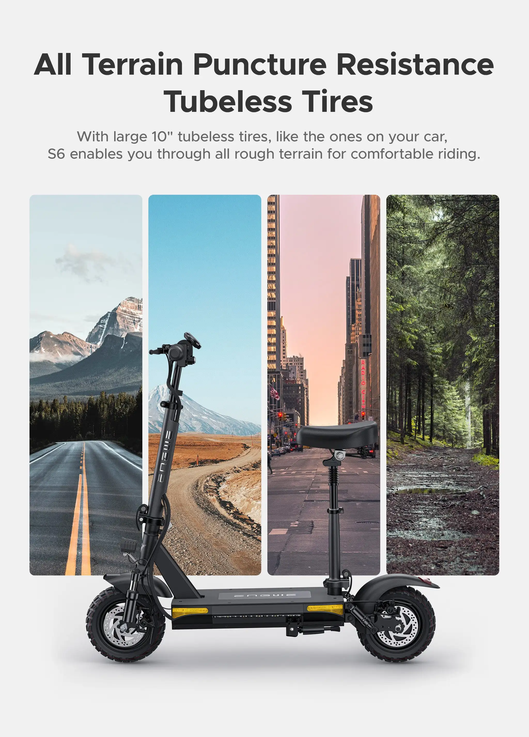 EU UK 500W 10 Inch Off-Road Tire Electric Scooter 45km/h 15Ah Battery 60km IPX4 Waterproof with Seat ENGWE S6 electric scooters