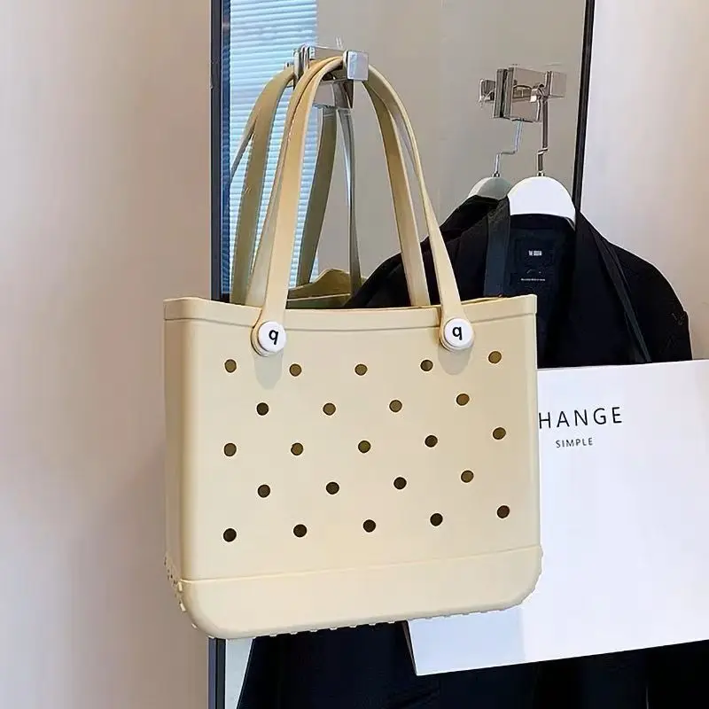 Popular Waterproof EVA Tote Large Shopping Basket Bags Beach Silicone Purse Jelly Candy Lady Beach EVA Bogg Bag