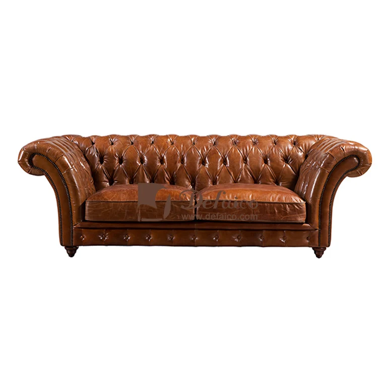  Винтажные диваны для гостиной коричневый кожаный диван Chesterfield
