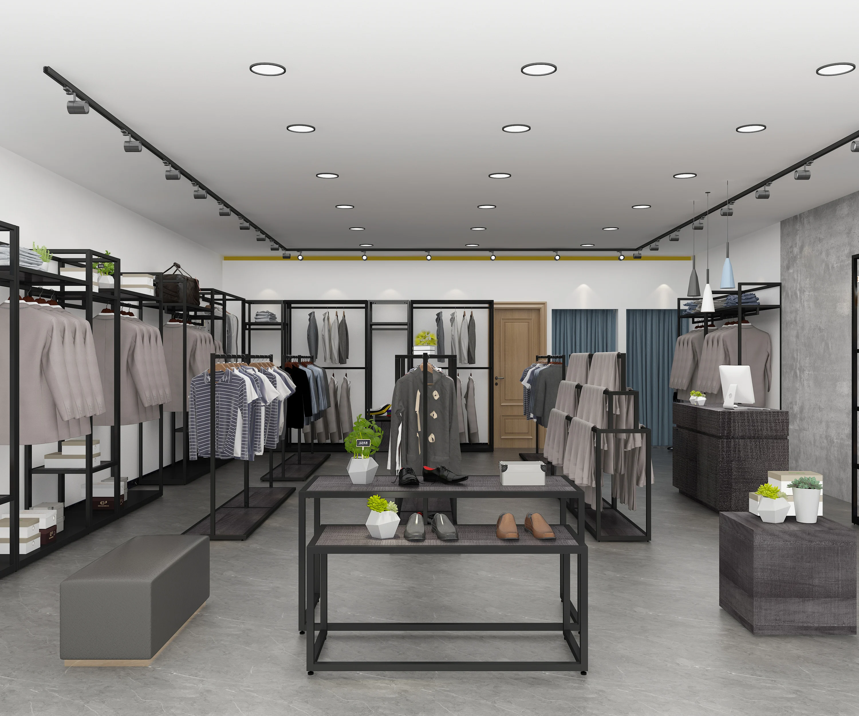 Trendy Fashion Retail Boutique Shop Furniture Custom Clothes Display Racks for Clothing Store Design