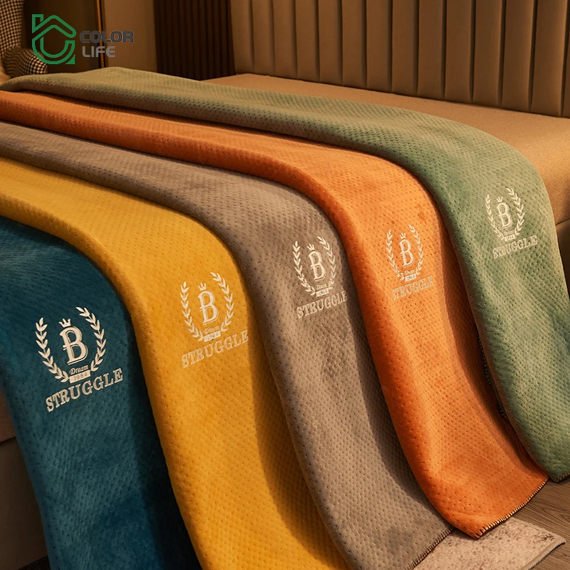 Wholesale Simple Casual Waffle Fleece Blanket Office Nap Home Multi-purpose Thick Blanket