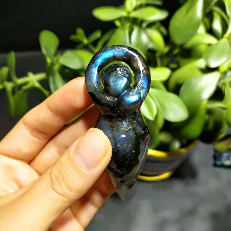 High Quality Natural Gemstone Hand-carved Labradorite Goddess Crystal Crafts For Decoration