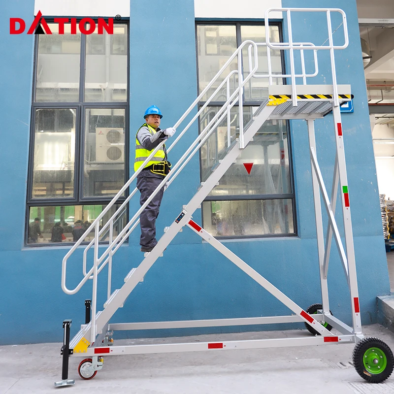 Customized Aluminum Industry Combined With Aisle Platform Rolling Ladder Industry Access Ladders Platforms