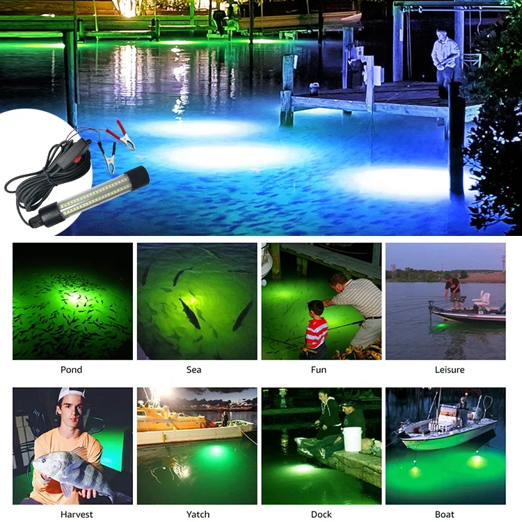 12V Boat Deep Drop Ip68 Waterproof Led Underwater Blue Green 12V Attract Fishing Light