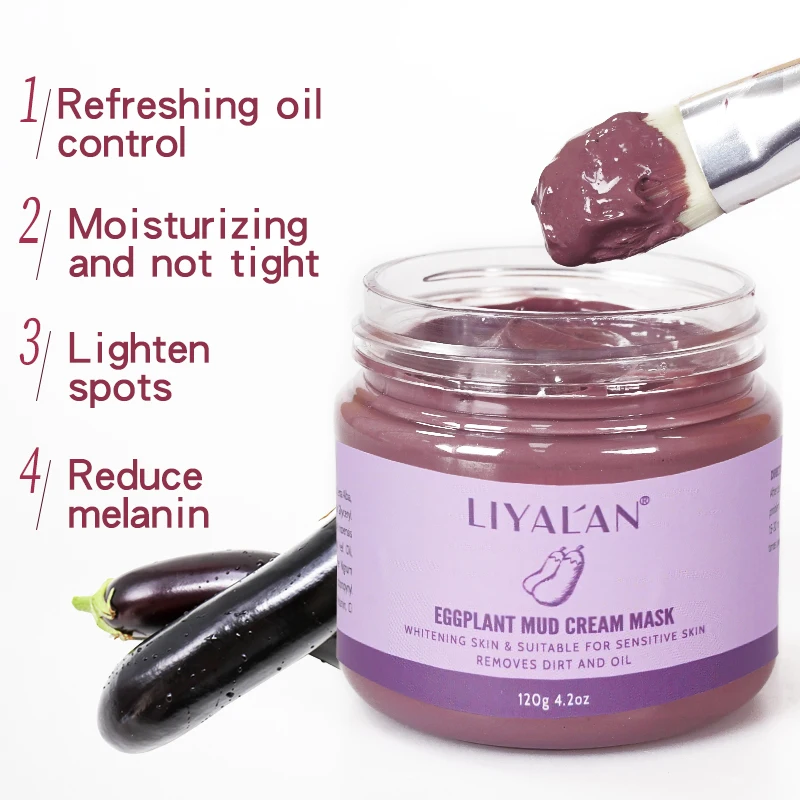 wholesale best face facial mud purple eggplant mask for skin remove blackhead moisturizing skincare clay mask