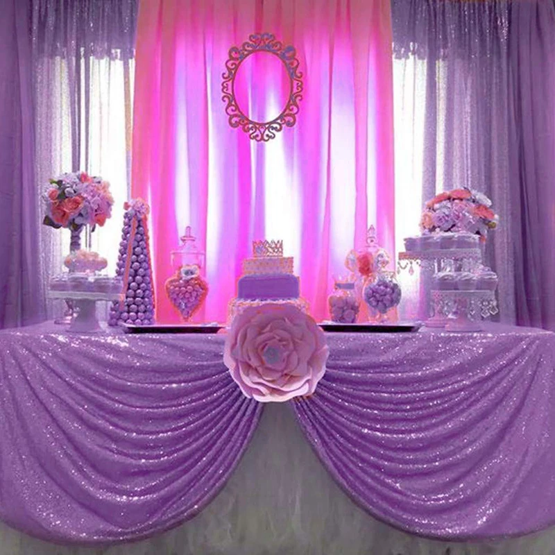 Glitter Sequin Lilac Shiny Rectangular Wedding Table Cloth Square Covers Hotel Banquet Birthday Party Cover