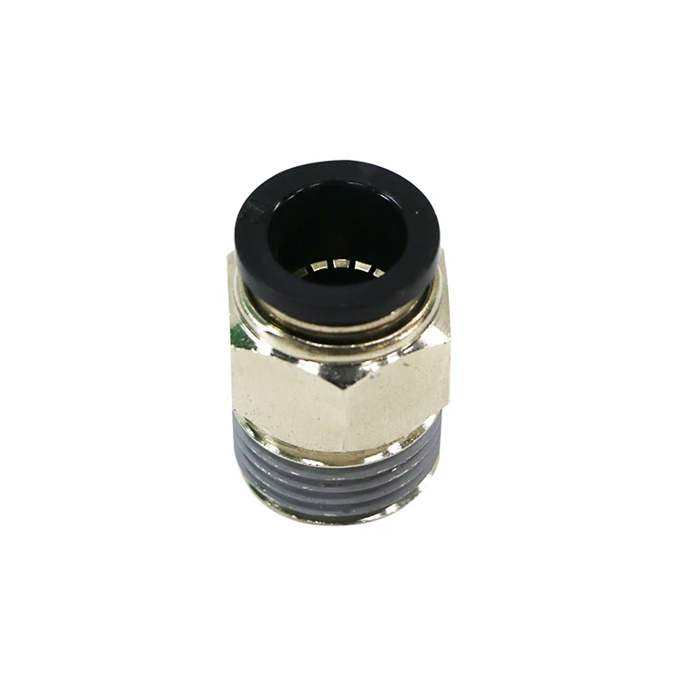 PC thread straight through black quick connector quick insert external thread pneumatic connector accessory