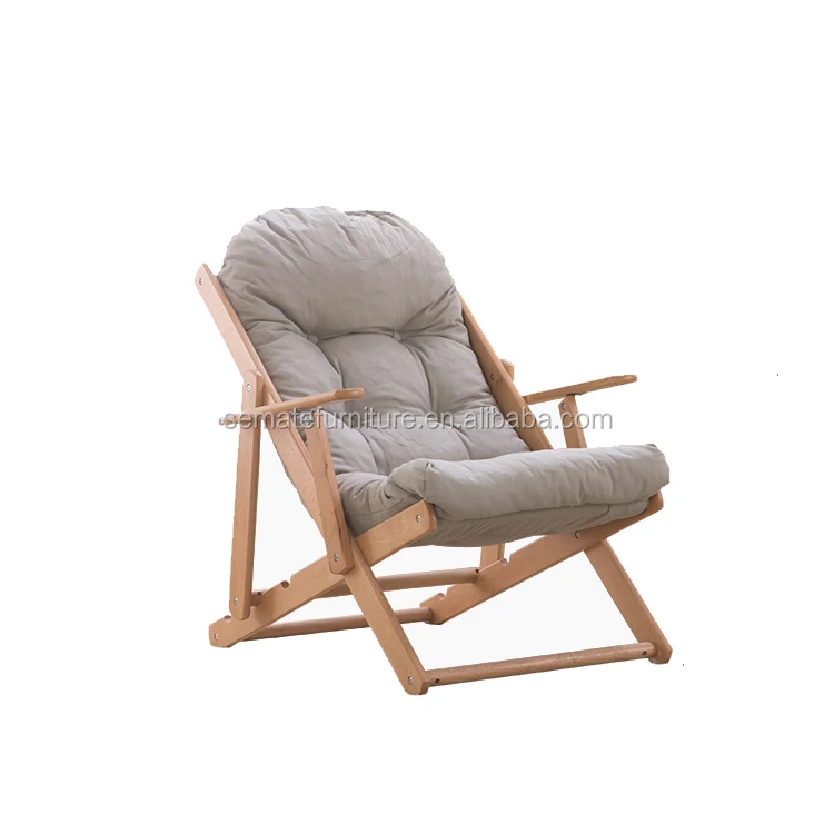 Custom comfortable Folding solid wood ottoman  chaise  lounge Chair