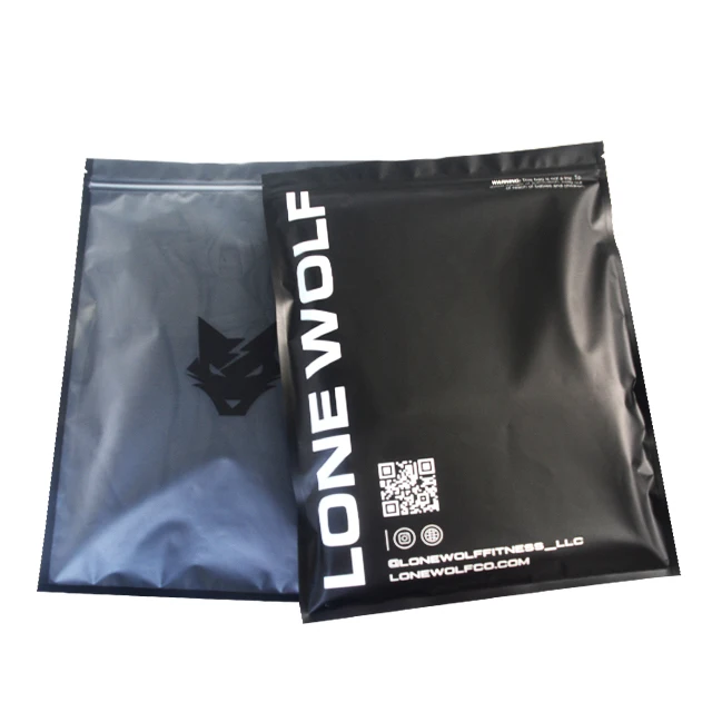 custom printed Biodegradable recycled package bag black Matte Frosted zipper Ziplock Plastic Packaging Bags for clothing garment