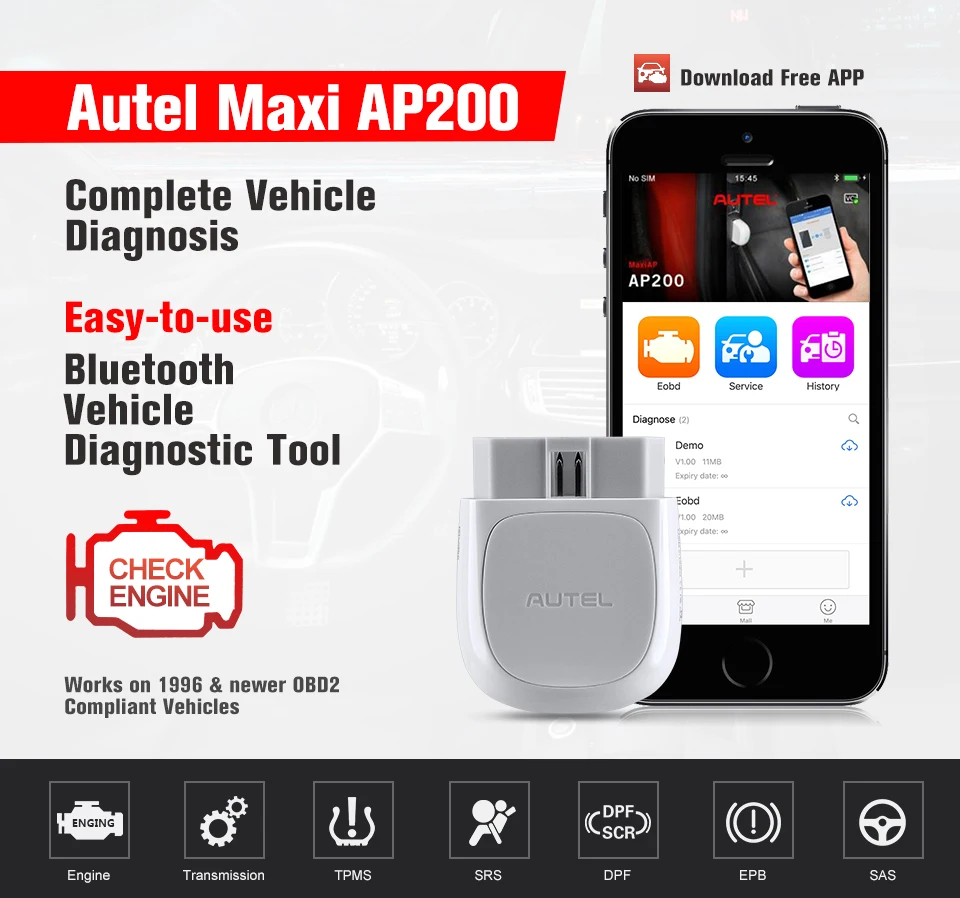 New OBD2  Autel AP200 Auto Diagnostic Scanner Tool