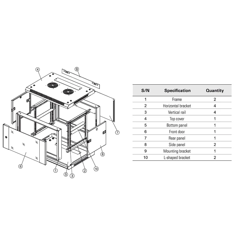 Настенная серверная стойка KICO 6U, сетевой шкаф с закаленным стеклом, дверная стойка