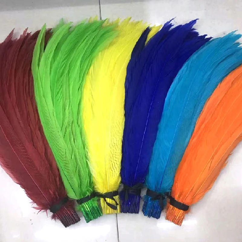 Factory Wholesale DIY Silver Pheasant Tail Carnival Headwear Accessories Natural Dyed Silver Pheasant Feathers