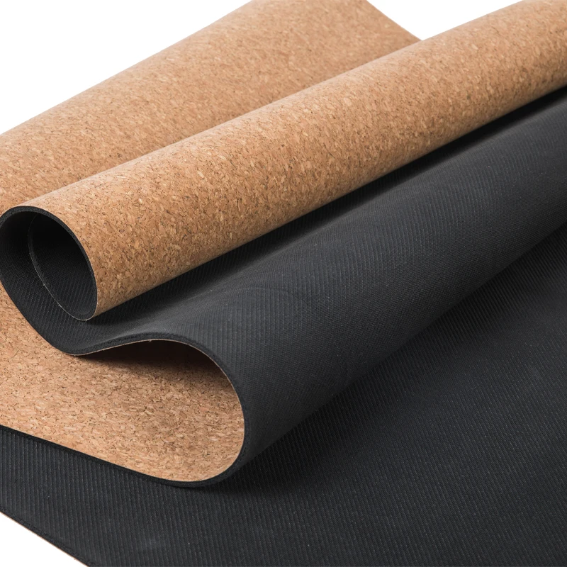 Custom Logo High Quality Fitness Gym Organic Natural Cork Rubber Yoga Mat
