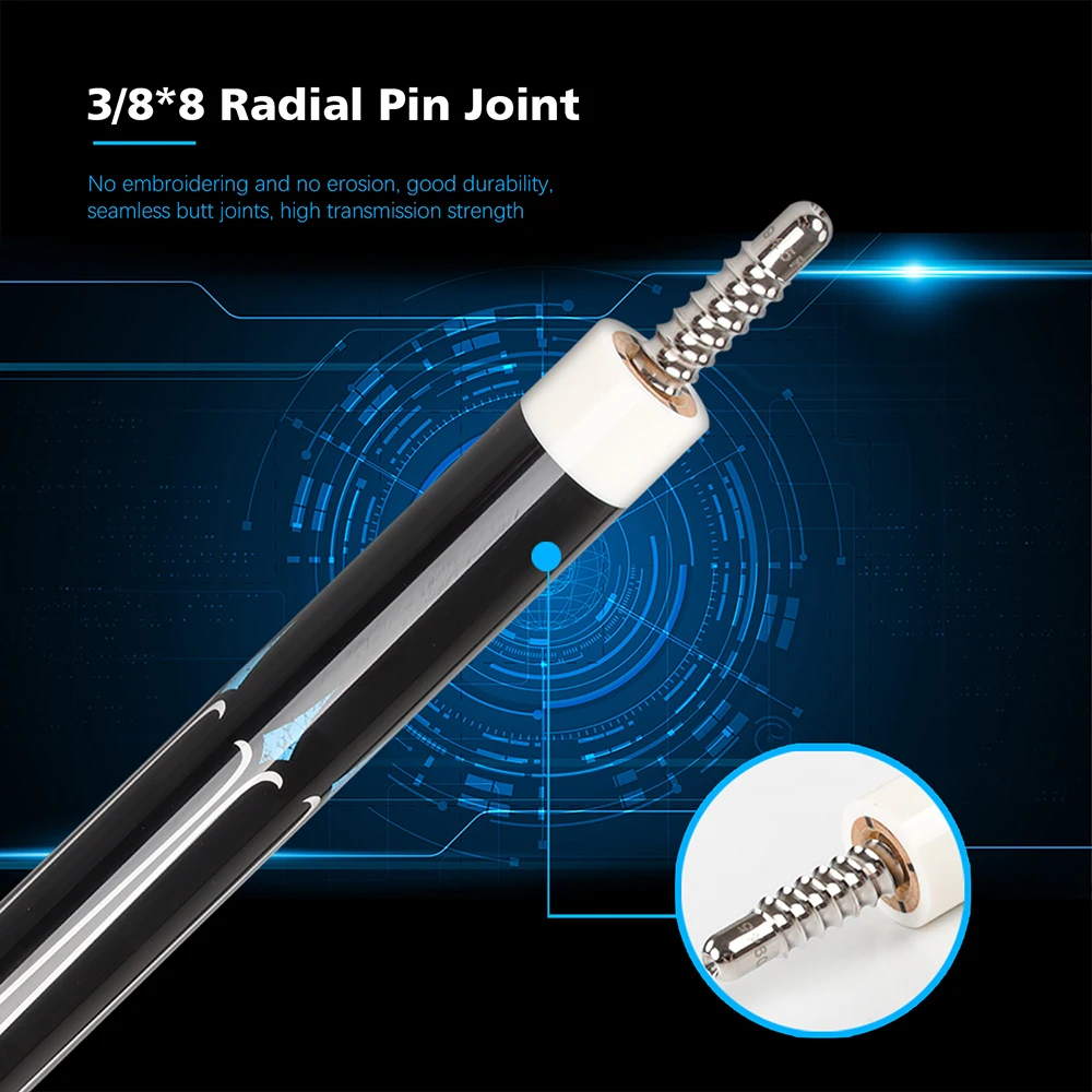 KONLLEN Billiard Stick 12.5mm Tip 3*8/8 Joint Pin Billiard Cue Carbon Fiber Pool Cue Stick