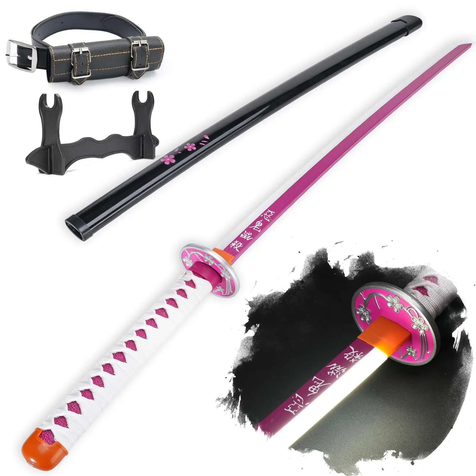 Light Up Rechargeable Demon Slayer LED Luminous Sword 104cm Wooden Sword Costume Play Samurai Anime Sword Products