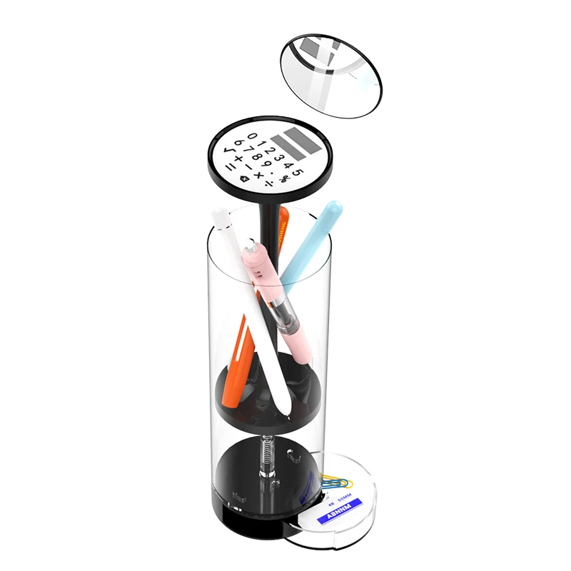 
Newmebox high quality wholesale transparent pattern pencil box lift switch cylinder pencil case for students or office 