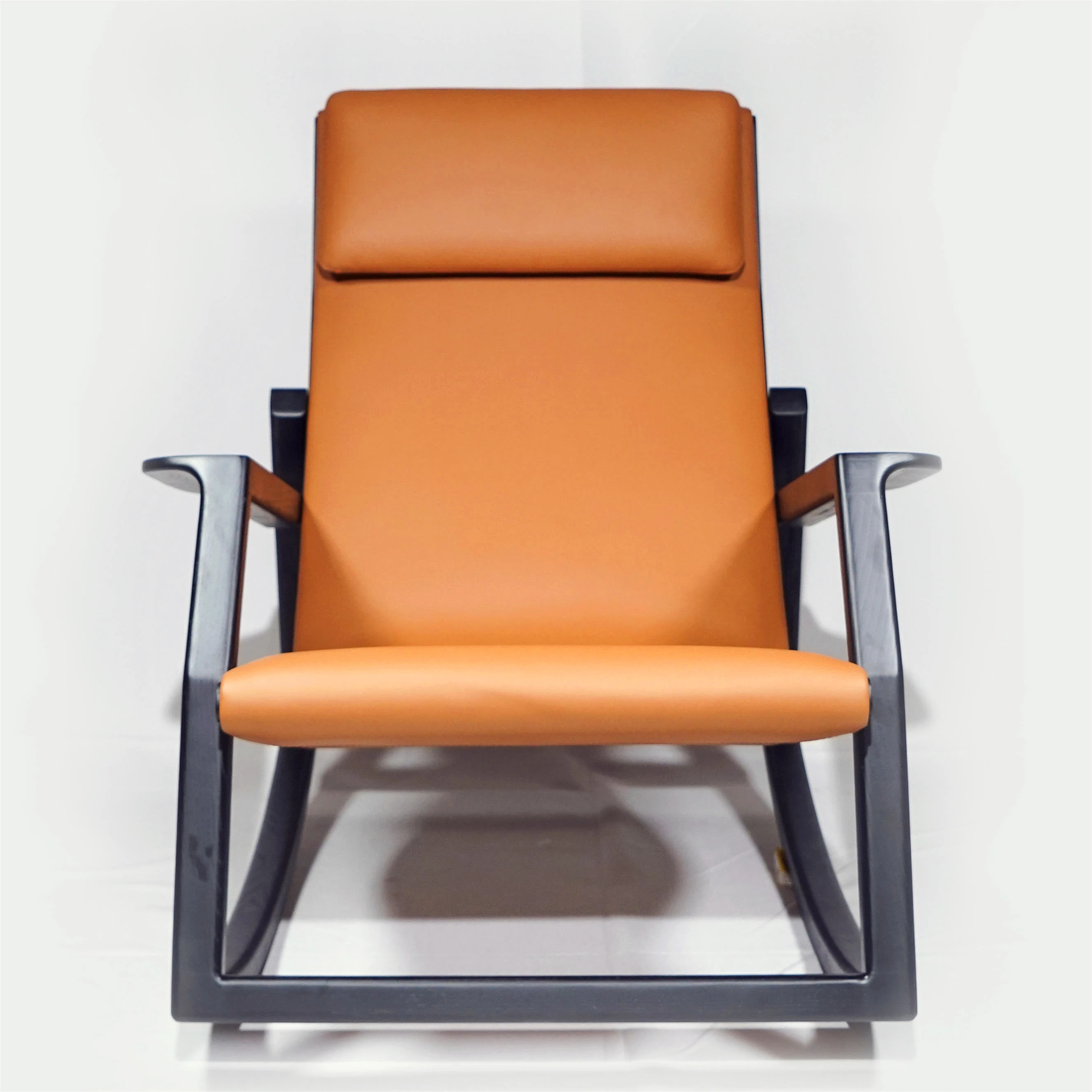 Unique design living room comfortable upholstered leather wooden leisure modern easy rocking chair for adult
