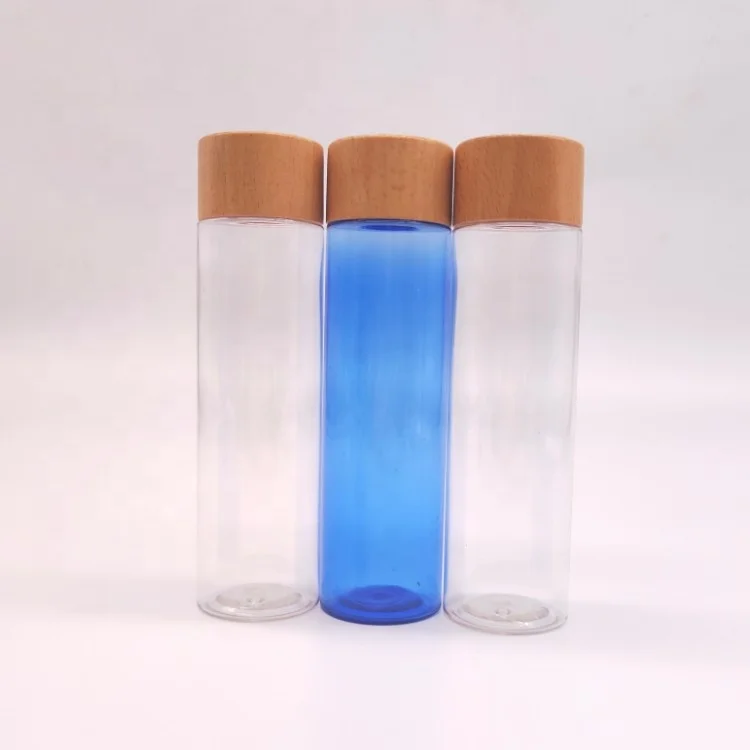 New Design Cosmetic Wooden Cap Special PET Bottle with Seal